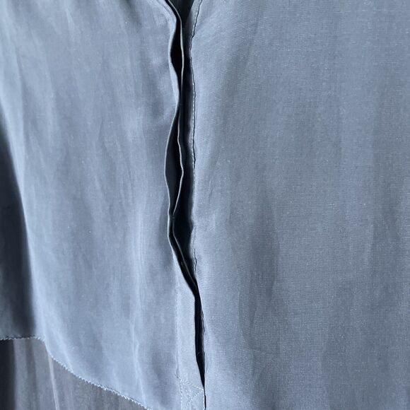 Simply Vera Vera Wang Sleeveless Blouse, Hi-Lo Hem, Sheer Accents-XL, Cadet Blue - Picture 5 of 13